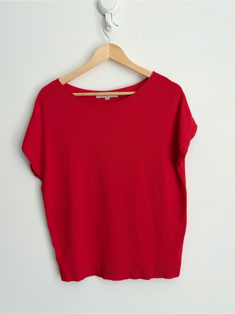 Ann Taylor LOFT Red Dolman Sleeve Boat Neck Minimalist Knit Top S
